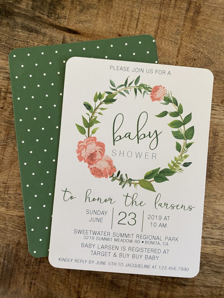 Flower and Polka Dot Baby Shower Invitations